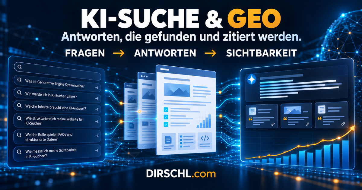 Fragen werden zu strukturierten Antworten und sichtbaren Quellen in der KI-Suche