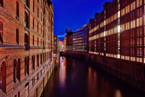 Hamburg Speicherstadt Crossing the Elbe