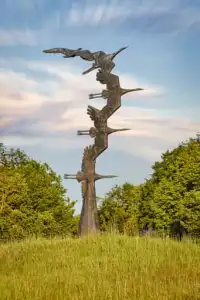 Kraniche Abfahrt Hohenwart, Emmerting, Altötting, Oberbayern