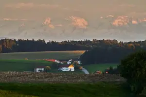 Aussicht, Hoheneck nach Aushofen, Altötting, Oberbayern