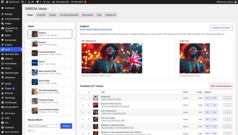 DIRSCHL Music WordPress Plugin Backend