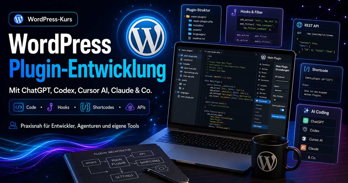 wordpress-plugin-entwicklung-ki-kurs WordPress Plugin-Entwicklung mit KI